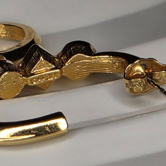 Avon Gold-Plated Hoop Earrings With Purple & Clear Gemstones - Picture 4 of 5